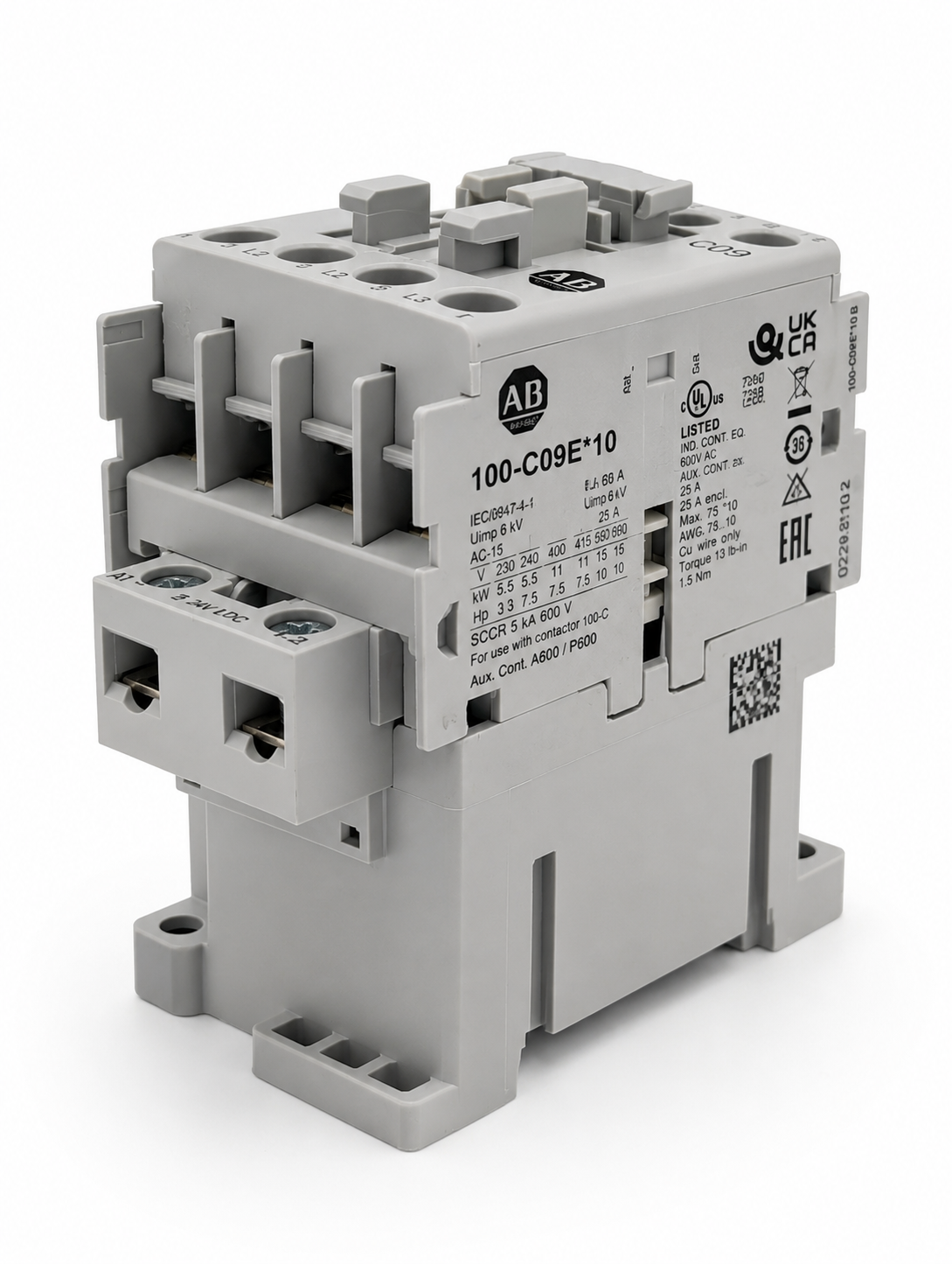 Allen-Bradley 100-C09EJ10 IEC Contactor 9 AMP 120VAC Brand