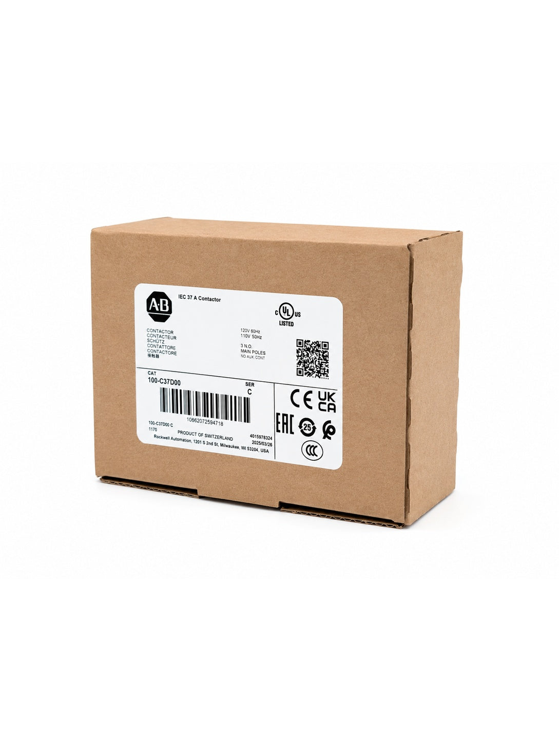 Allen Bradley 100-C37D00 37A 110V 50 Hz/120V 60 Hz AC Contactor