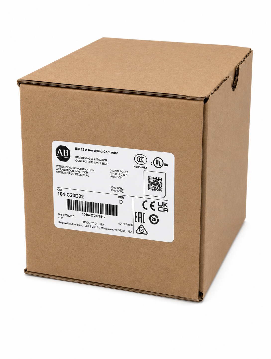 Allen Bradley 104-C23D22 Reversing Contactor 23A 110V 50 Hz / 120V 60 Hz.