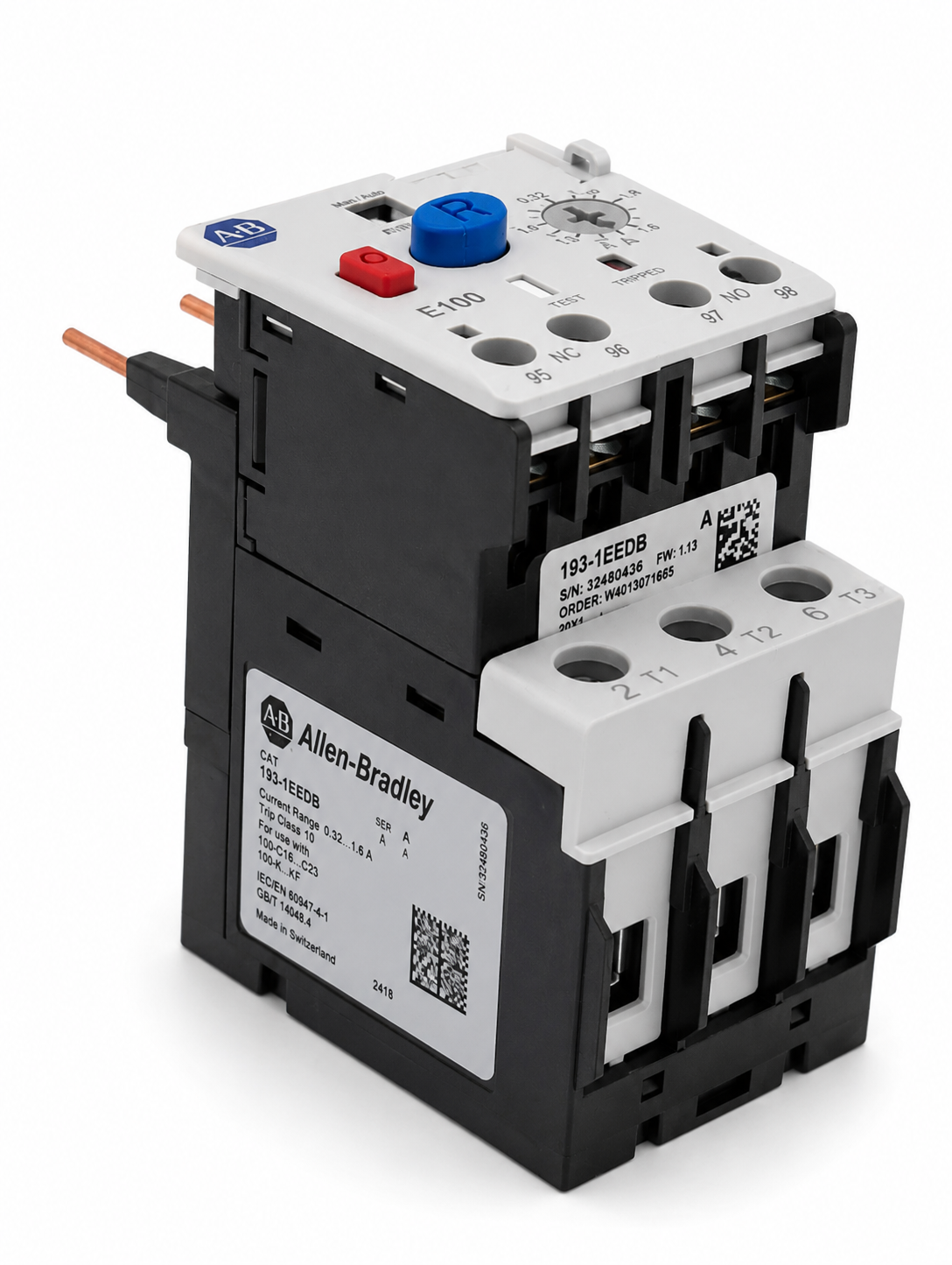 Allen Bradley 193-1EEDB Overload Relay 1NC + 1NO F.L.C, 16 A