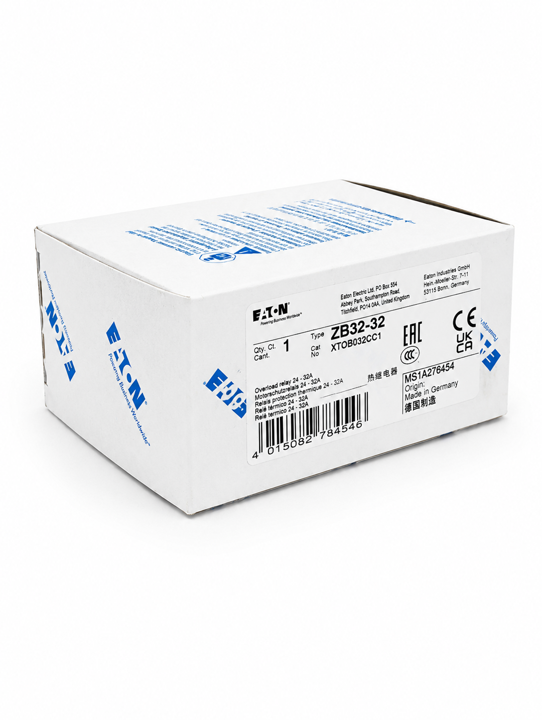 EATON XTOB032CC1 XT IEC bimetallic overload relay, 24-32A overload