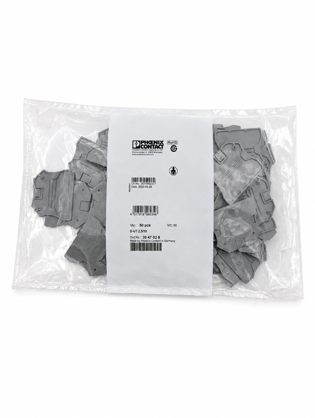Phoenix Contact D-UT 2,5/10 - End cover 3047028 BOX OF 50 PIECES
