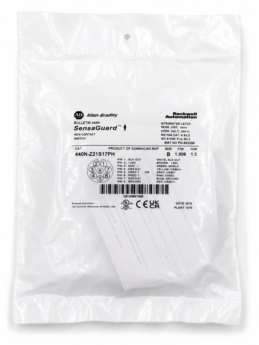 Allen-Bradley 440N-Z21SS3PH 440N Non-Contact Interlock Switches, SensaGuard