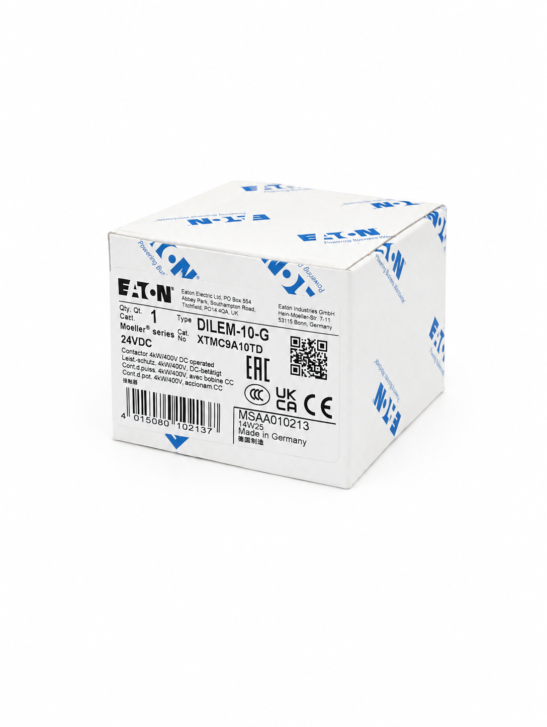 EATON XTMC9A10TD XT IEC Mini Contactor, 3-pole, 1NO, Contactt