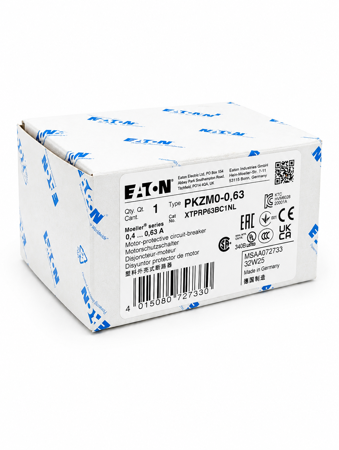 EATON Thermal Magnetic Circuit Breaker Motor Protect PKZM0-0.63 0.12 kW