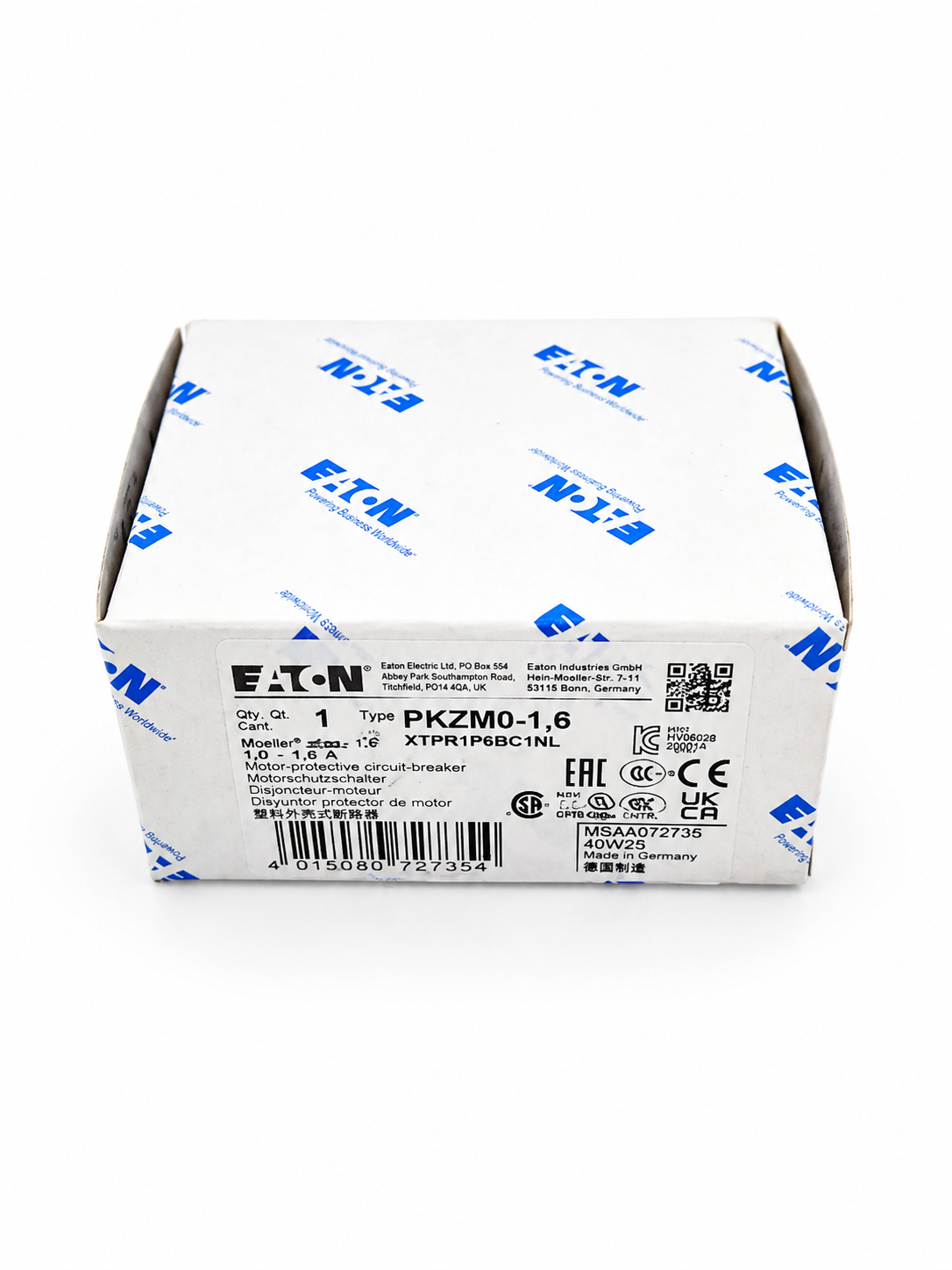 EATON Thermal Magnetic Circuit Breaker Motor Protect PKZM0-1.6 0.55 kW