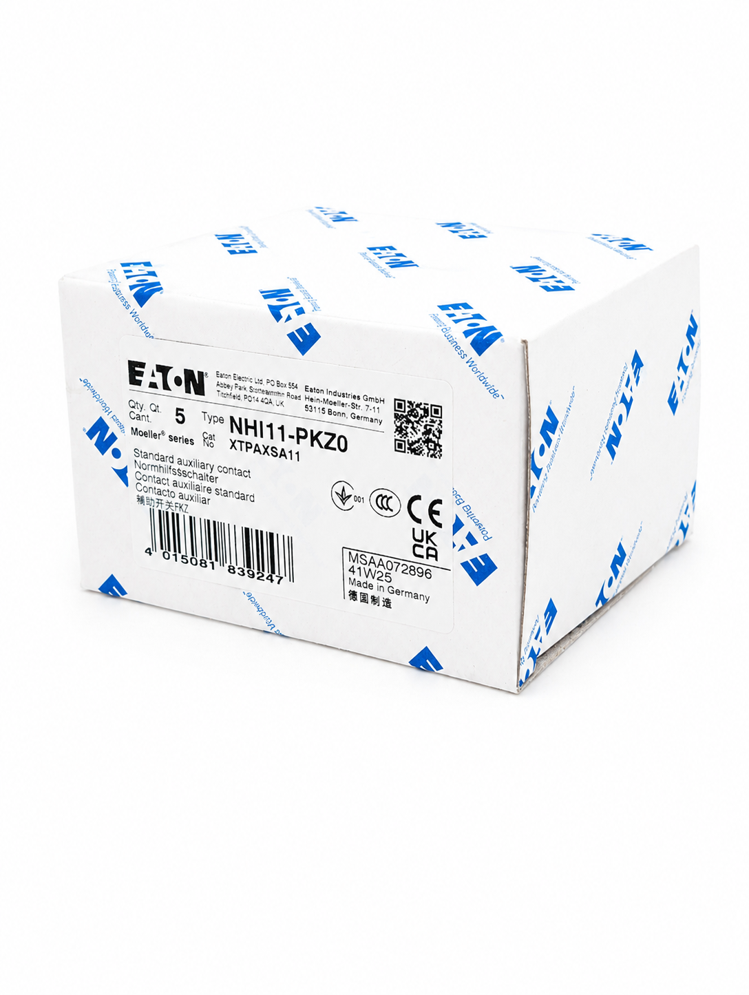 EATON XTPAXSA11 XT Manual Motor Protection Accessories - Auxiliary Contact
