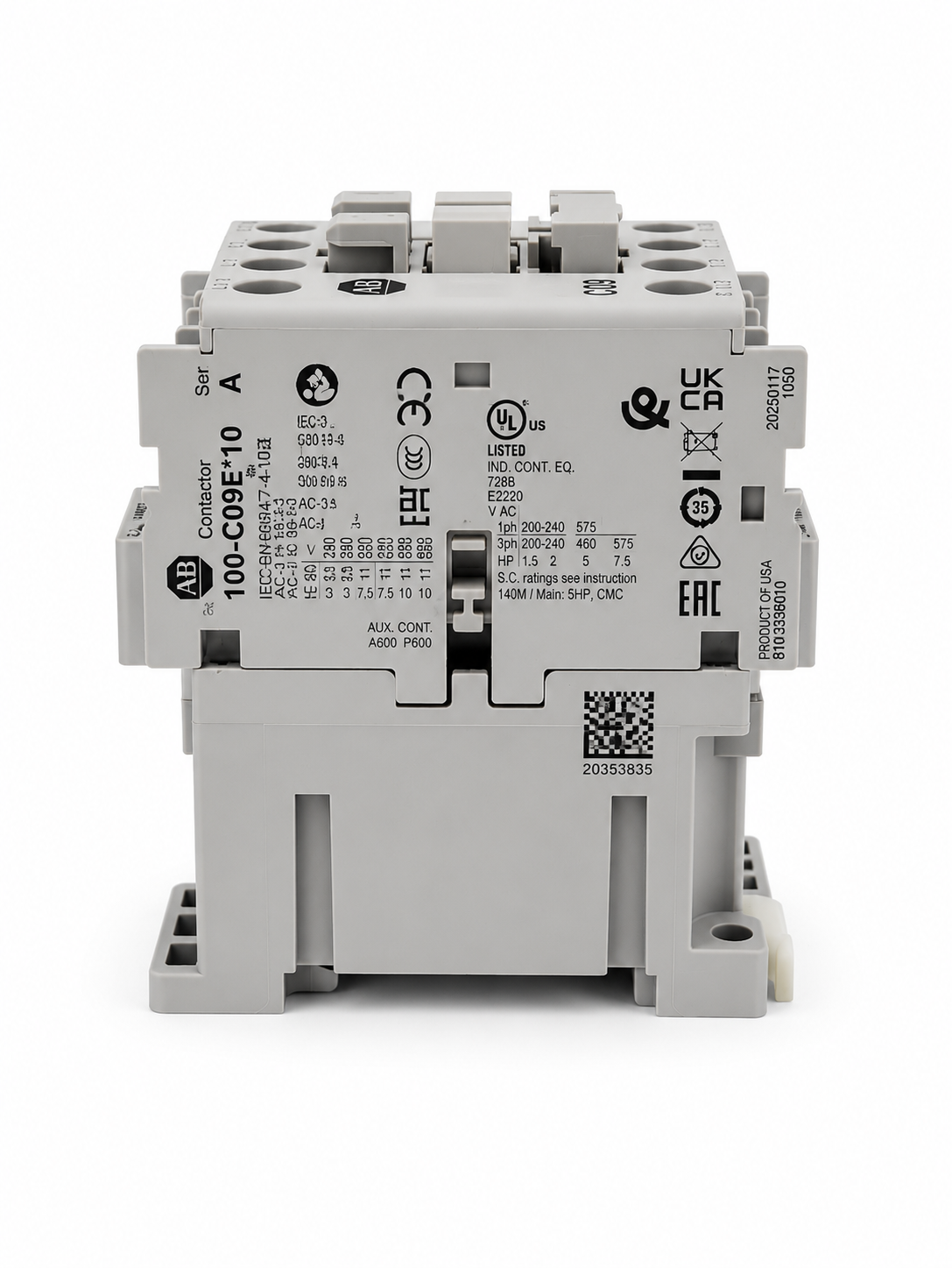 Allen-Bradley 100-C09EJ10 IEC Contactor 9 AMP 120VAC Brand
