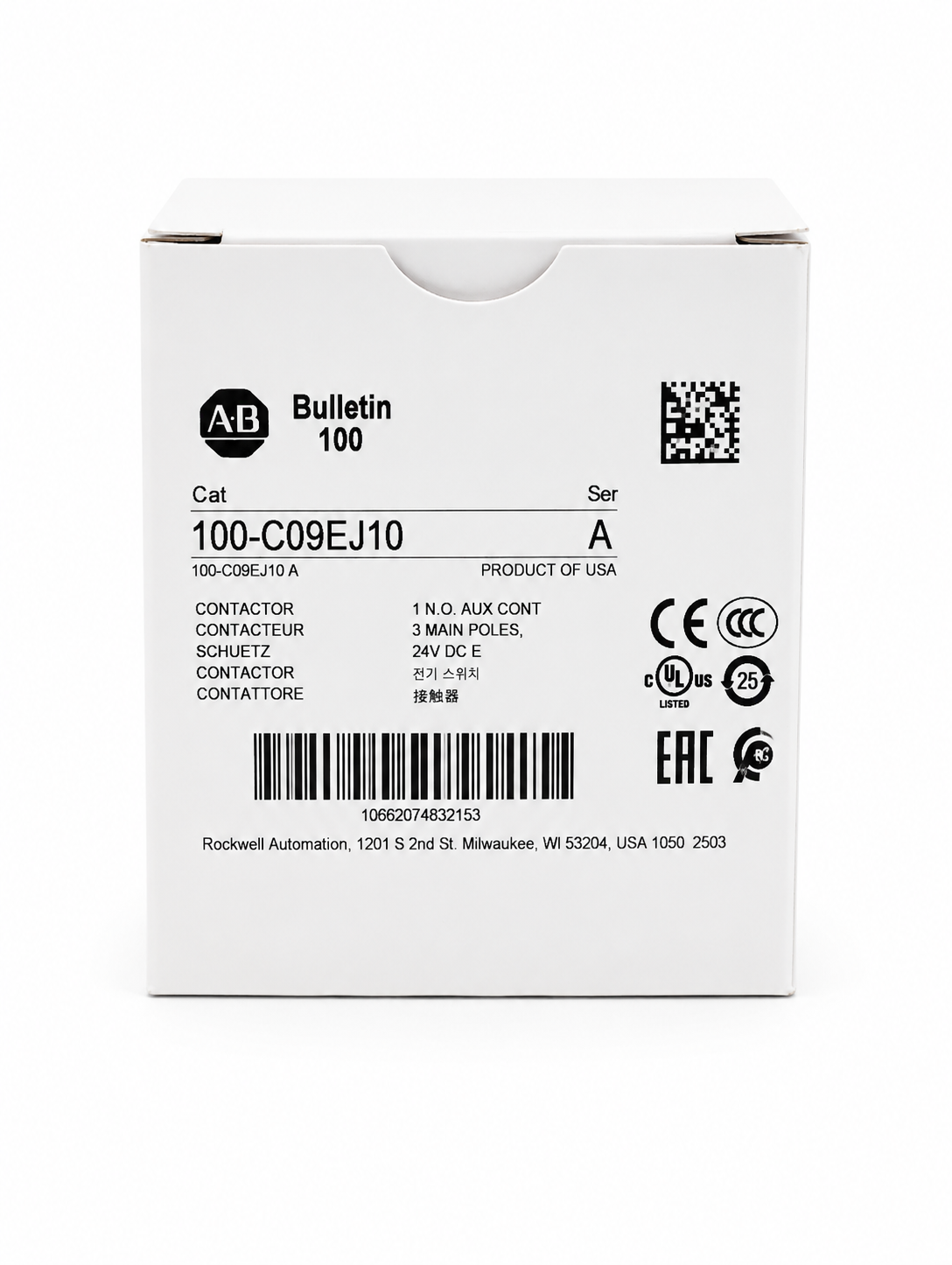 Allen-Bradley 100-C09EJ10 IEC Contactor 9 AMP 120VAC Brand