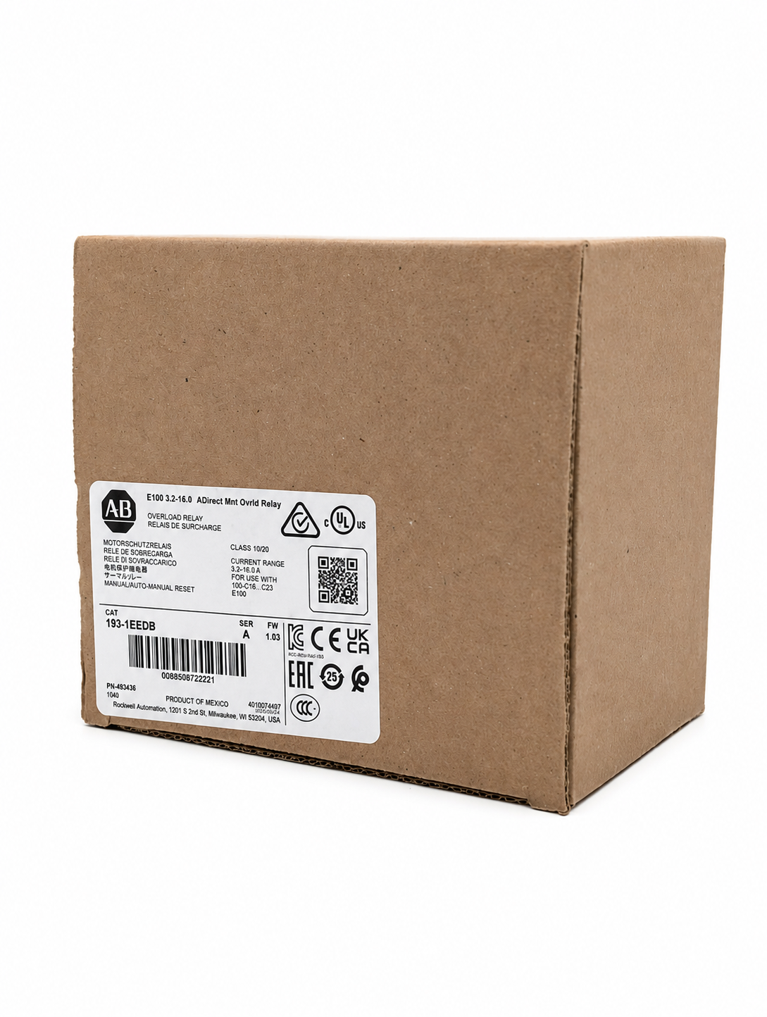 Allen Bradley 193-1EEDB Overload Relay 1NC + 1NO F.L.C, 16 A