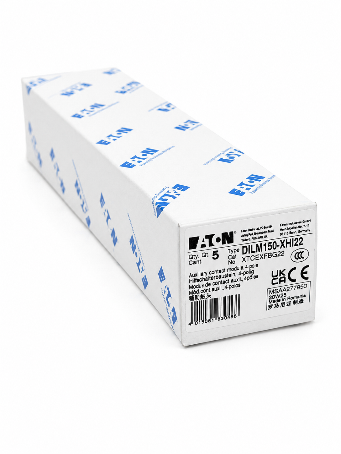 EATON XTCEXFBG22 Contactor Accessory Front Aux, 2NO2NC, Contact