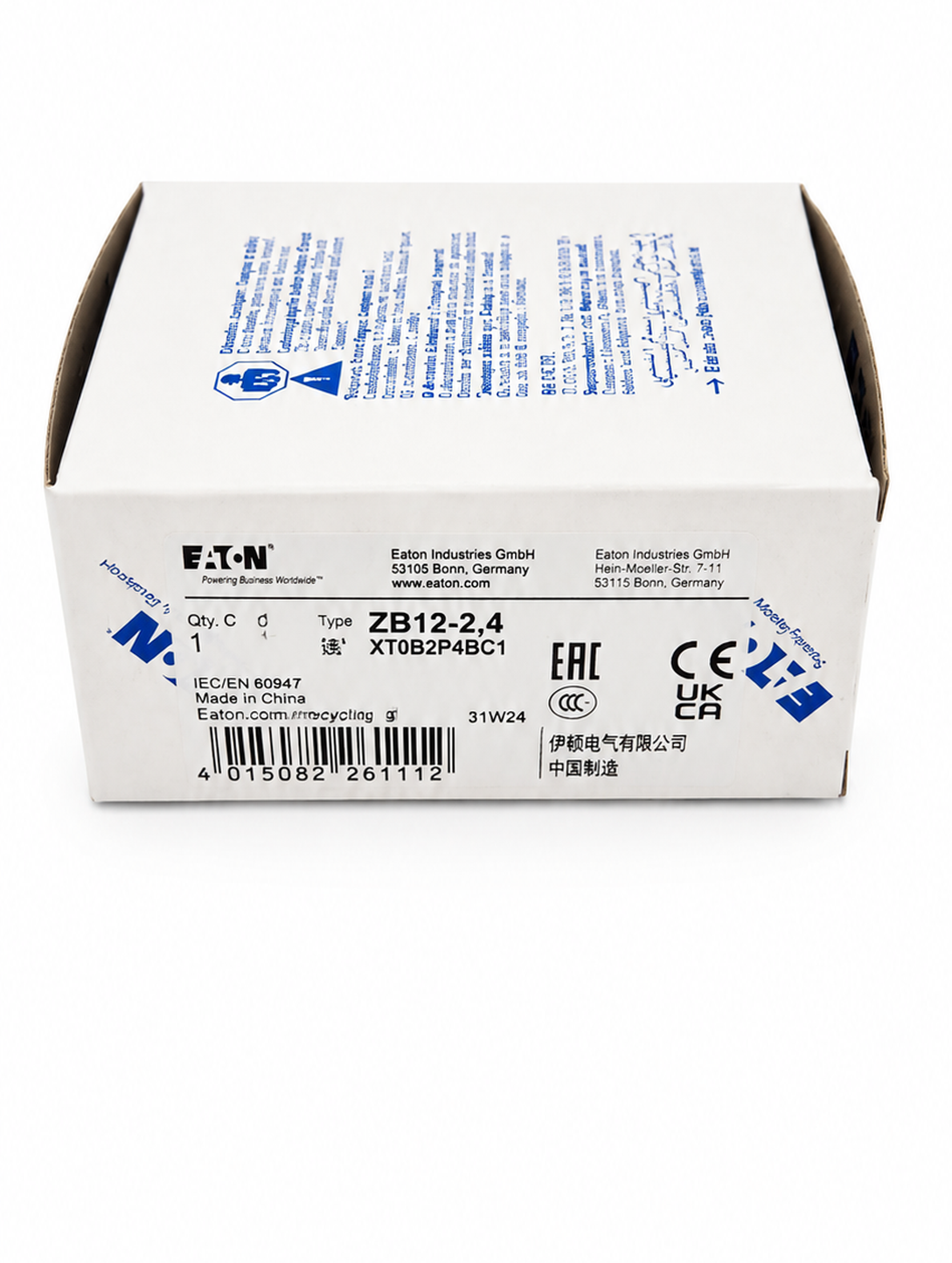 EATON XTOB2P4BC1 XT IEC bimetallic overload relay 1.6-2.4A 45mm