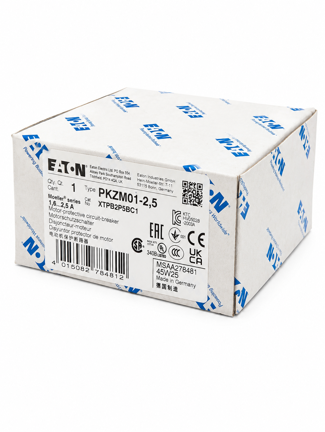 EATON Thermal Magnetic Circuit Breaker Motor Protect PKZM01-2.5