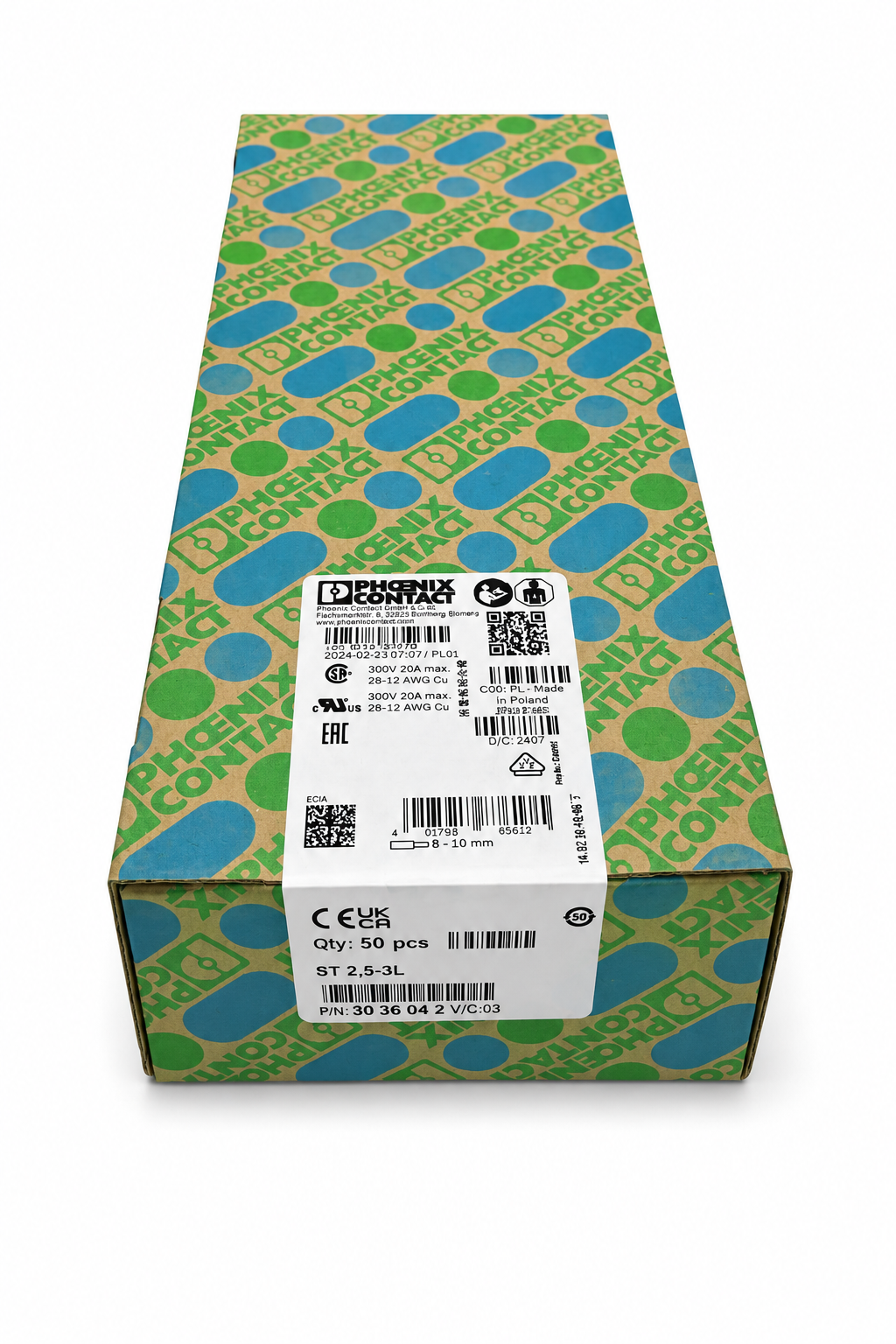 BOX OF 50 pcs ST 2,5-3L - Multi-level terminal block 3036042 Gray